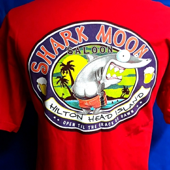 Shark Moon Saloon Hilton Head island T Shirt - Picture 1 of 5